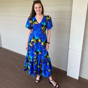 Floral Puff Sleeve Tiered Dress Christopher John Rogers for Target sz 4